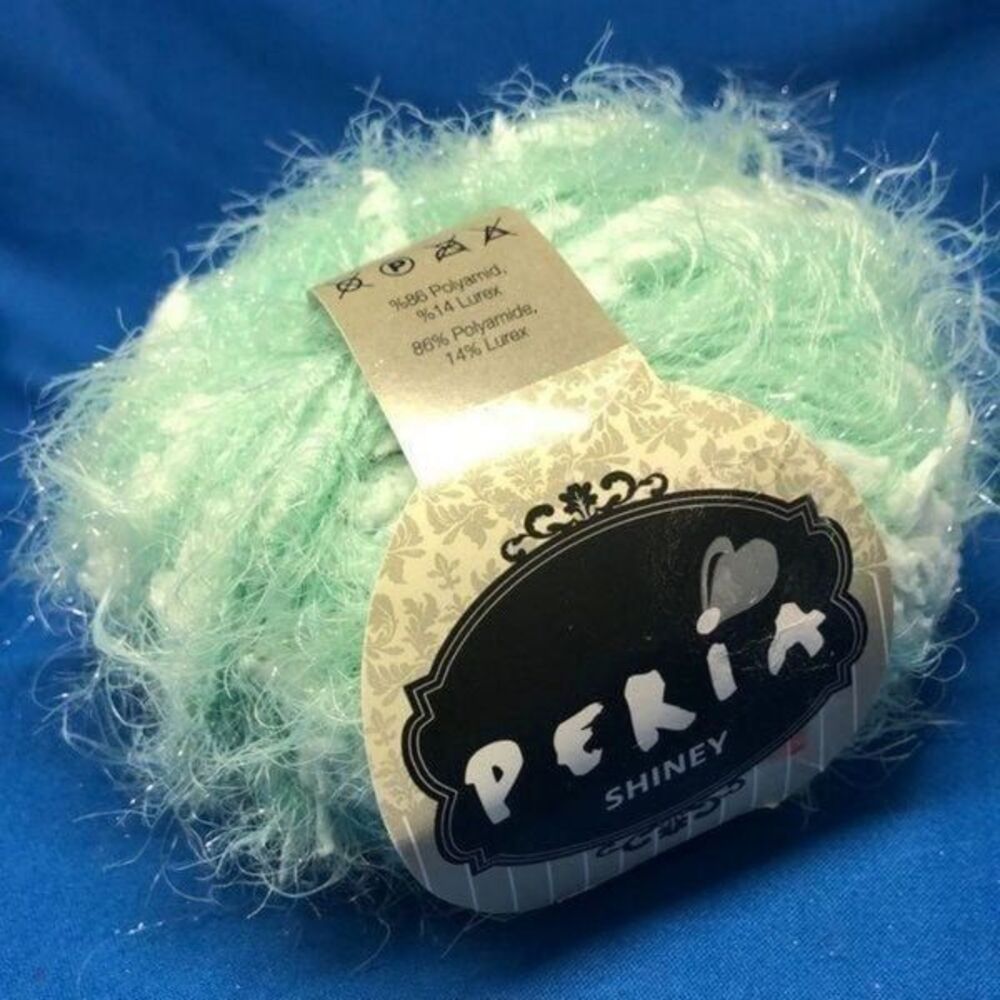 Peria Shiney yarn turquoise and white 003,100gm